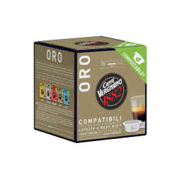 16 Capsules compostables compatibles A Modo Mio Lavazza Oro - CAFFE VERGNANO