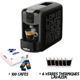 EP mini NOIRE + 100 cafés + 6 verres thermiques lavazza