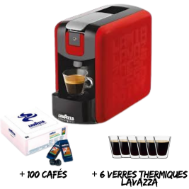 EP mini ROUGE + 100 cafés + 6 verres thermiques lavazza