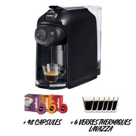 LAVAZZA IDOLA noire + 48 capsules + 6 verres thermiques