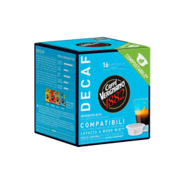 16 Capsules compostables compatibles A Modo Mio Lavazza Décaféiné - CAFFE VERGNANO